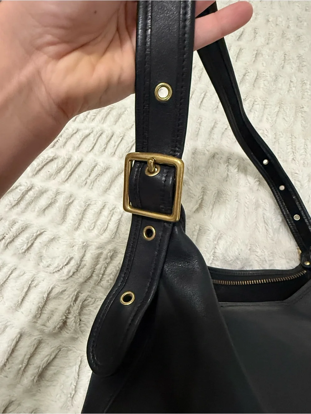 Vintage Coach duffel sac Black Leather Shoulder Bag